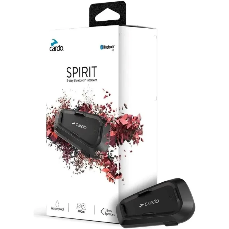 

Cardo Systems Spirit Motorcycle Bluetooth Communication Headset - Black, Single Pack