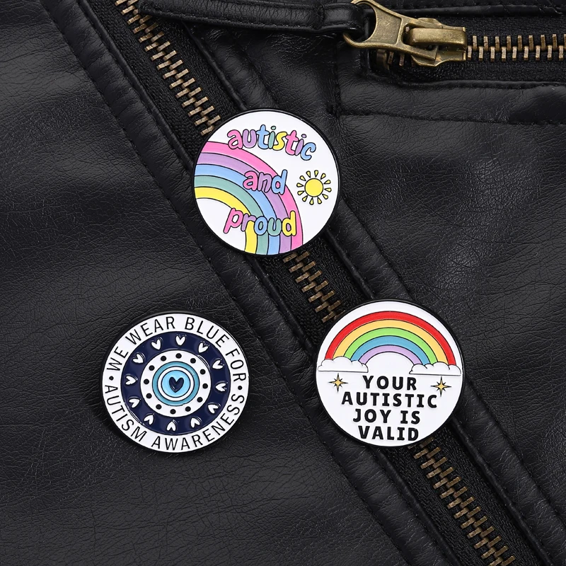 Autism Awareness Pin Neurodiversity Style Wear Blue For Autism Autistic and Proud Quote For Advocacy Backpack Gift