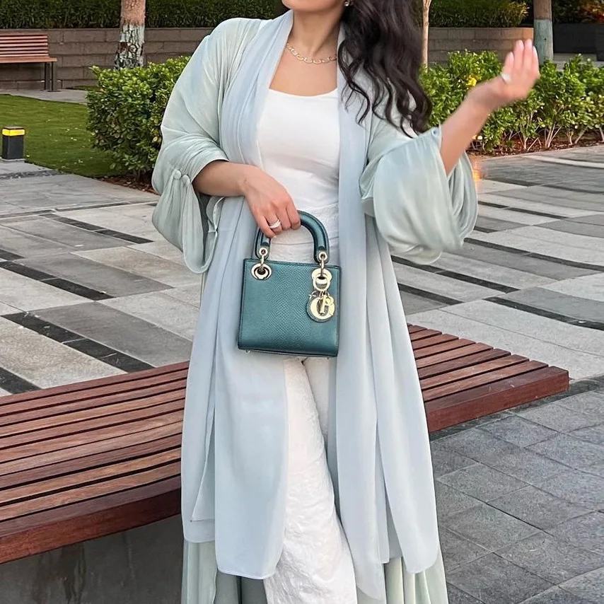 

2026 New Muslim Long Dress Fashionable Elegant Cardigan With Buttoned Cuffs Robe Lace 2026 Summer Dress Robe Vestido Women