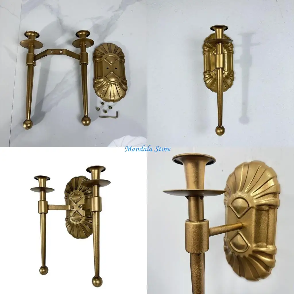 

U2JC European Wall Sconce Holder Ornament Iron Elegant Hanging Candlestick