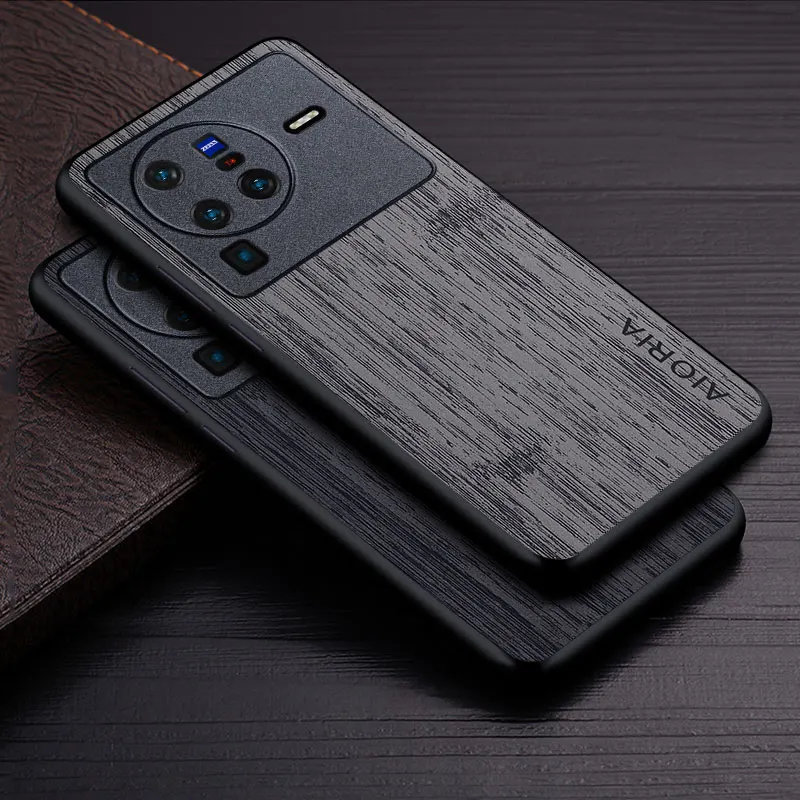 Case For Vivo X80 70 60 50 T1 Pro V21 V21E V23 V23E Y15S Y15A Y01 Y33T Y33S Y55 Y75 5G 4G bamboo wood pattern Leather cover case