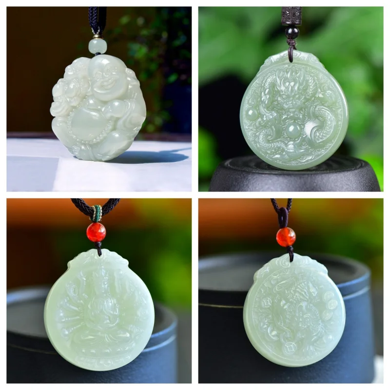 

Изысканный кулон Будды Майтрейи из нефрита Хэтянь Цинхай