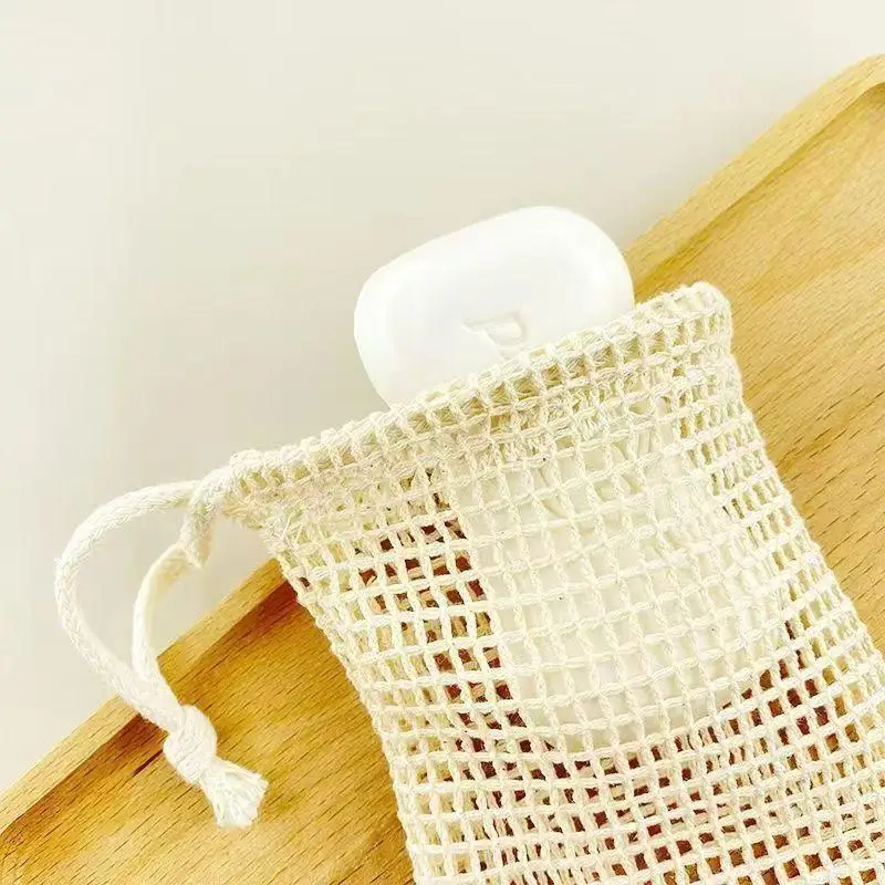 1/3/5Pcs Soft Reusable Facial Cleansing Foam Nets Mesh Soap Bag Natural Cotton Soap Saver Bag For Travel & Home Use Skincare