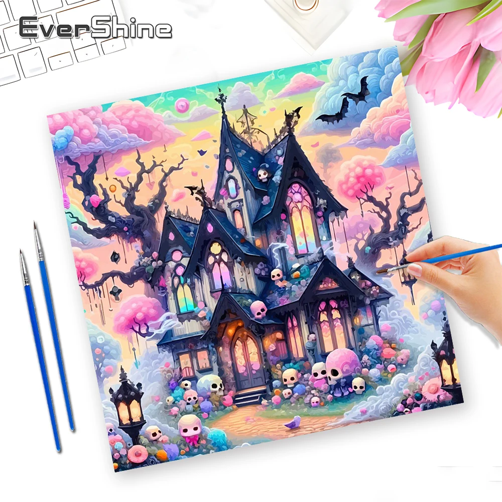 

Evershine Drawing By Numbers Set Cartoon Art Paint Kit For Adults Coloring Castle Oil Painting Landscape Handpainted Gift