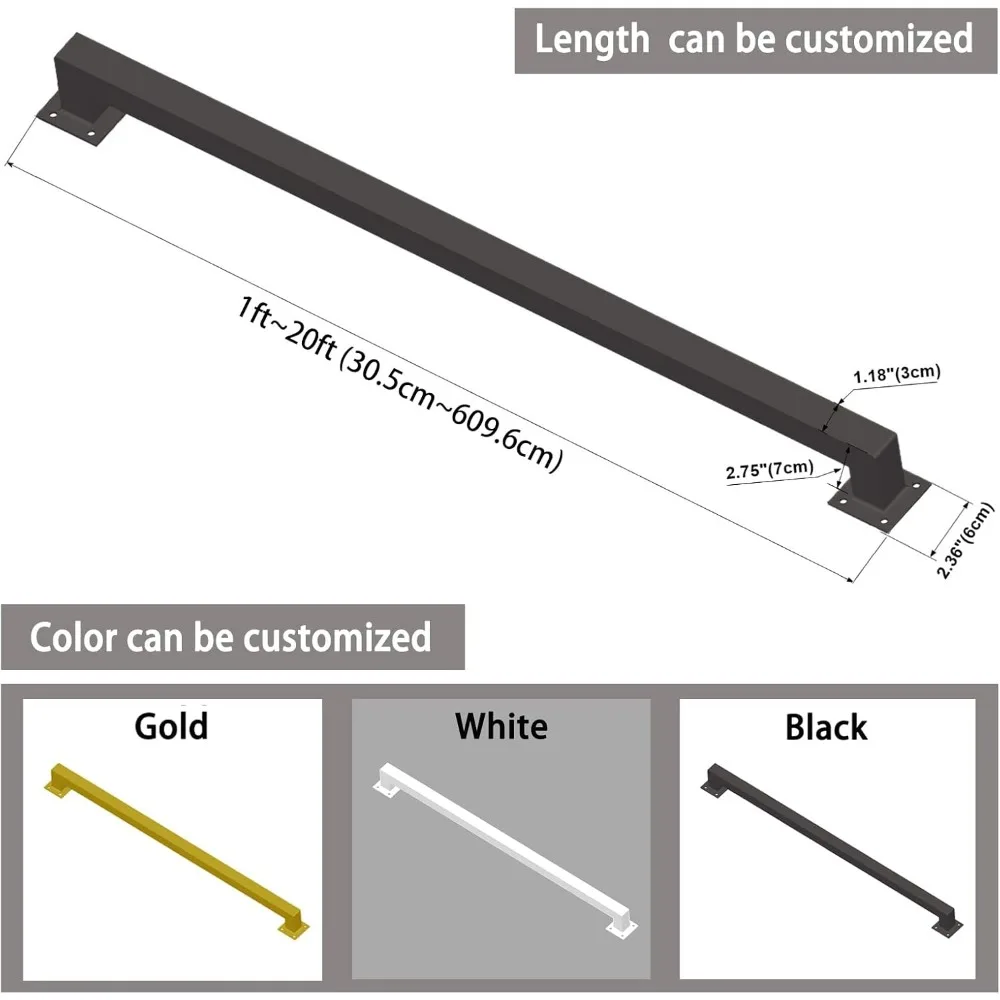 درابزين يدوي من الحديد الأسود بقوة صناعية للدرج، حاجز أمان مثبت على الحائط، سعة تحميل 500 رطل، حاجز حديد عالي التحمل #3