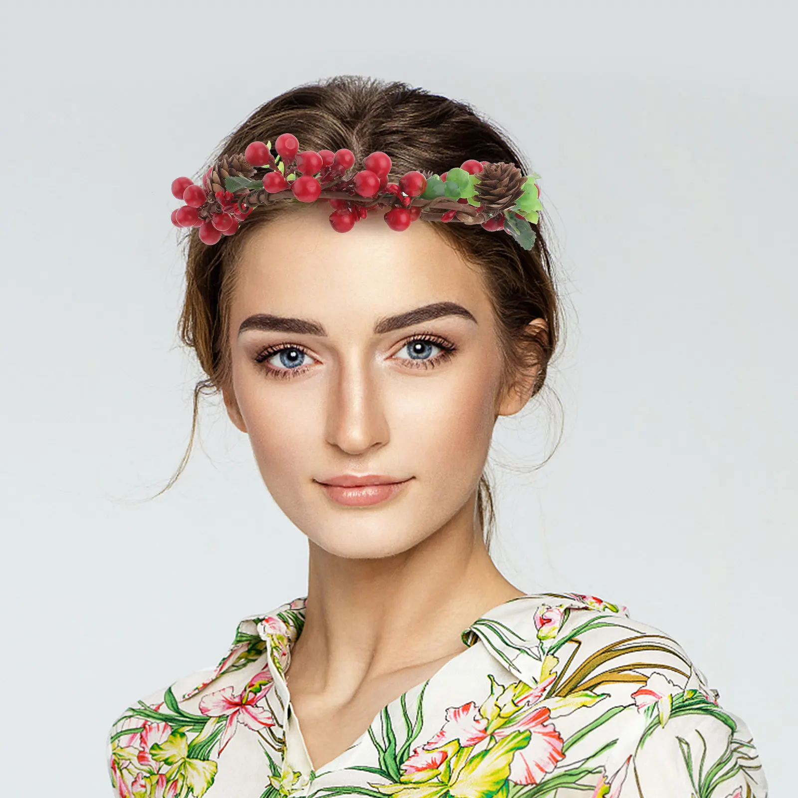 

Berry Headband for Women Girls Wedding Bridal Shower Birthday Party Romantic Theme Hair Accessory Elegant Lifelike Design Red