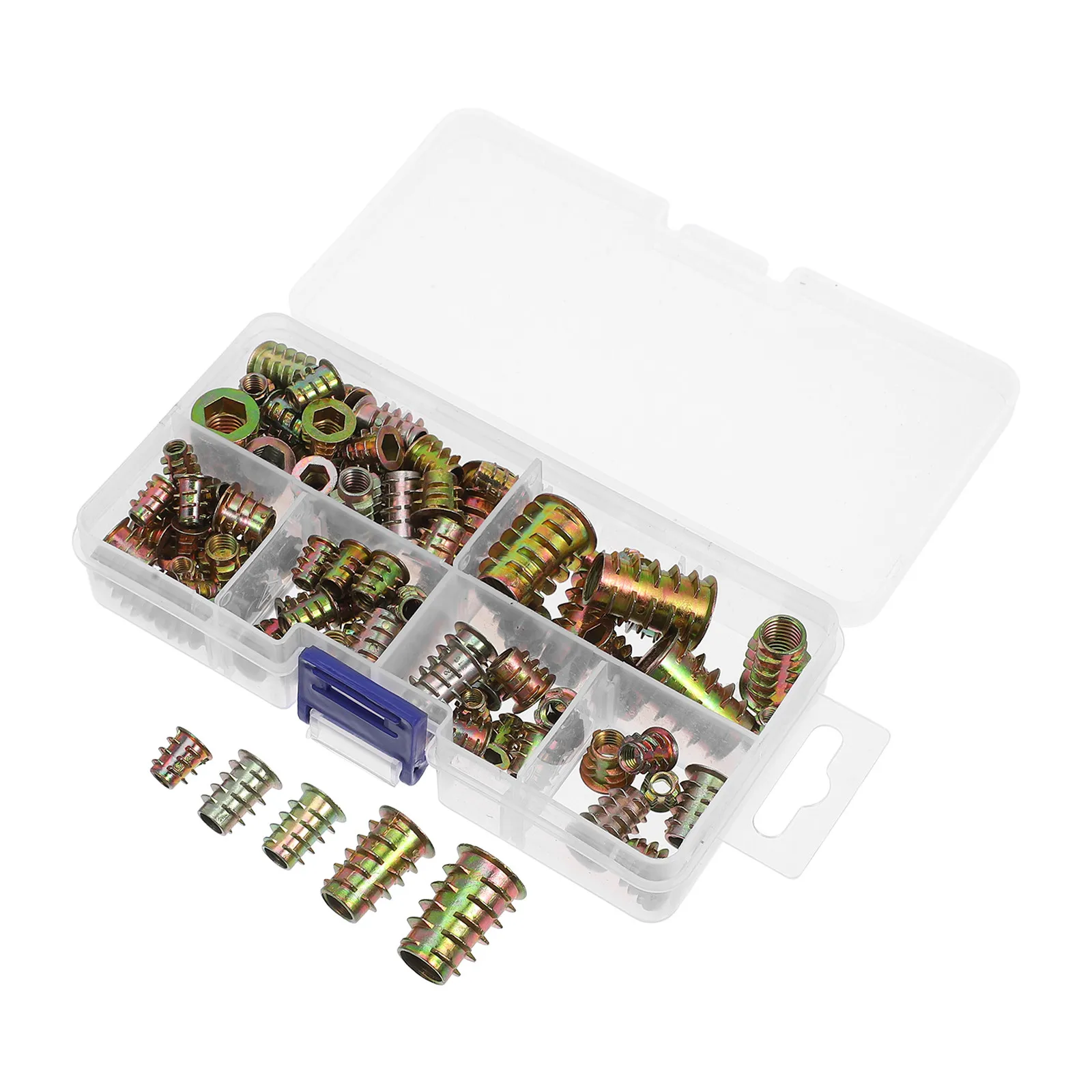 

100Pcs Embedded Nuts for Furniture Heavy Duty Threaded Fasteners Zinc Alloy Hex Socket Screws Repair Maintenance Hardware Kit