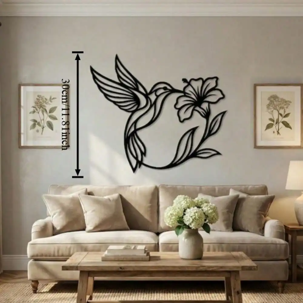 CIFBUY Metal Wall Art Hummingbird Iron Sculpture Rustproof Waterproof Decor For Indoor Outdoor Garden Patio Hanging Ornament