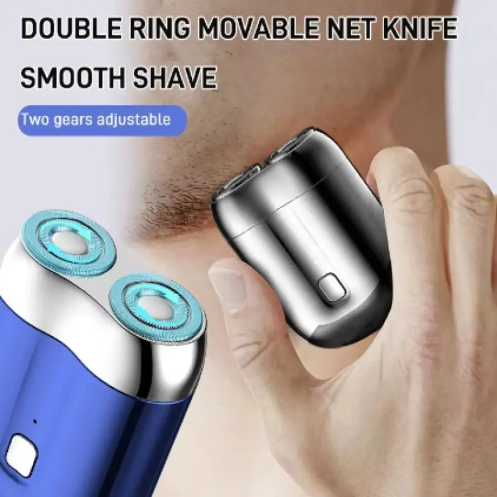 USB Rechargeable Electric Shaver Double Head IPX6 Waterproof Magnetic Rotary Razor Silent Operation