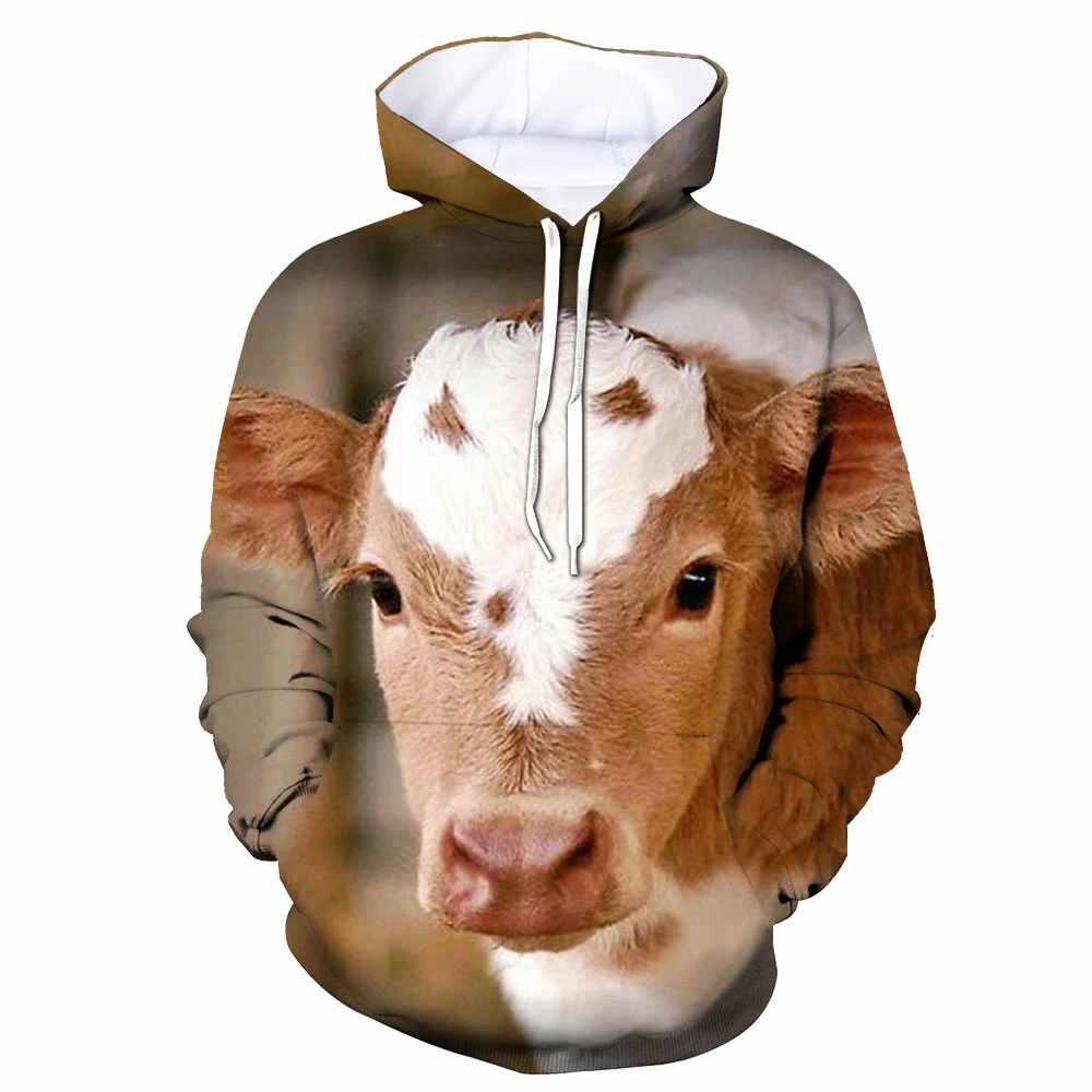 Autumn Funny Cow Animals 3D Print Hoodies Men Women Fashion Casual Sweatshirts Oversized Hoodie Pullovers Tracksuit Clothing