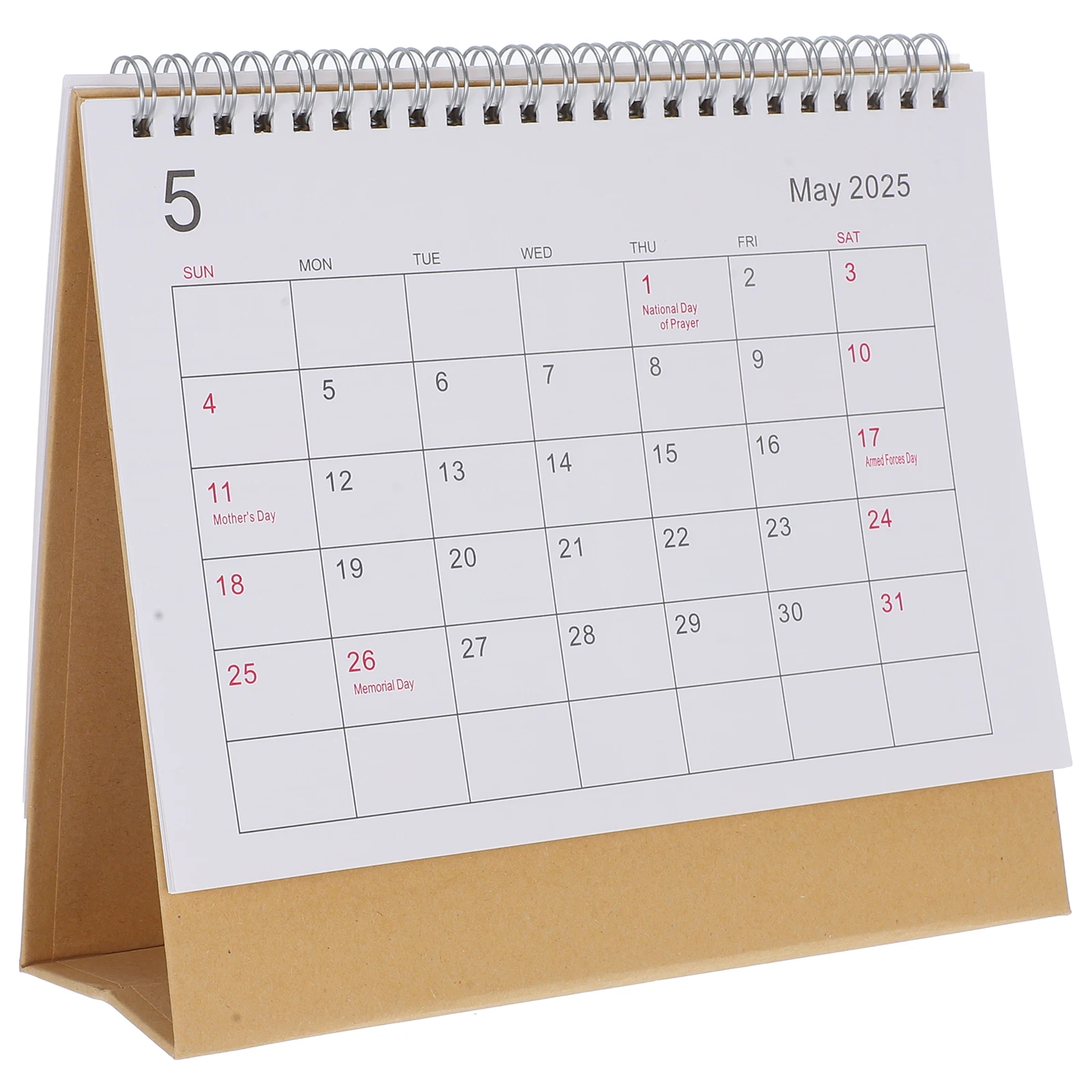 2025 Mini scrivania Semplice inglese in piedi Calendario a fogli mobili Ufficio Casa Robusto pianificazione della carta Anello in metallo con rotazione di pagina a 360 gradi
