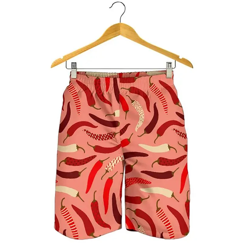 Funny Chili Graphic Beach Shorts Fashion Summer Men Women 3D Printed Short Pants Casual Oversized Harajuku Kids Swim Trunks