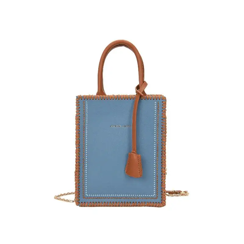 DIY Knitted bag - PU leather hand-sewn womens bag, women's crossbody bag, square bag view 6
