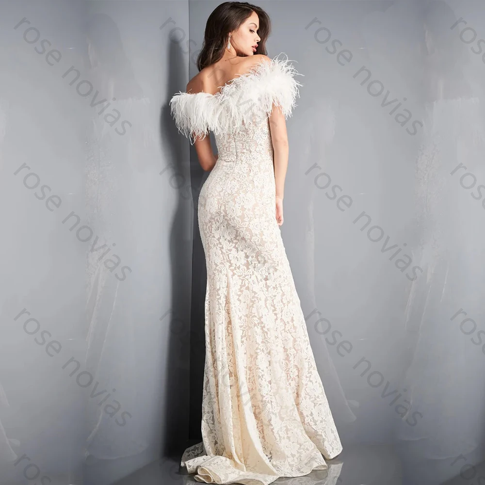 Hochwertige elegante Hochzeitsspitze für bodenlange schulterfreie Ballkleider Meerjungfrau Quaste Vestidos De Fiesta Maßgeschneidert