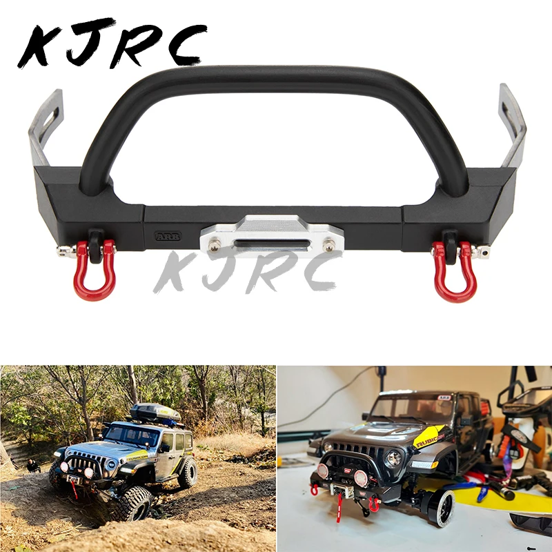 

KJRC Racing Aluminum Bumper Metal Front Bumper w/Shackle for 1/10 RC Crawler Car AXIAL SCX10 Wrangler 90046 TRX-4 TRX4 Parts