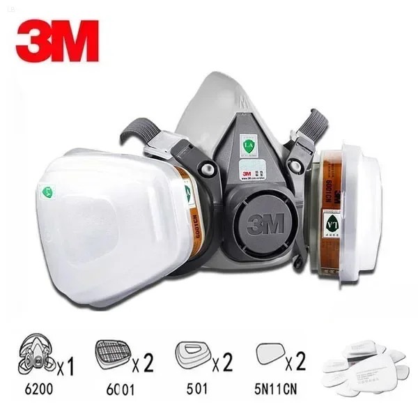 

3M 6200 Gas Mask for Spray Paint Decoration Chemical Dust Mask Body Protect Toxic Steam Filter Respirator Reusable Half Mask