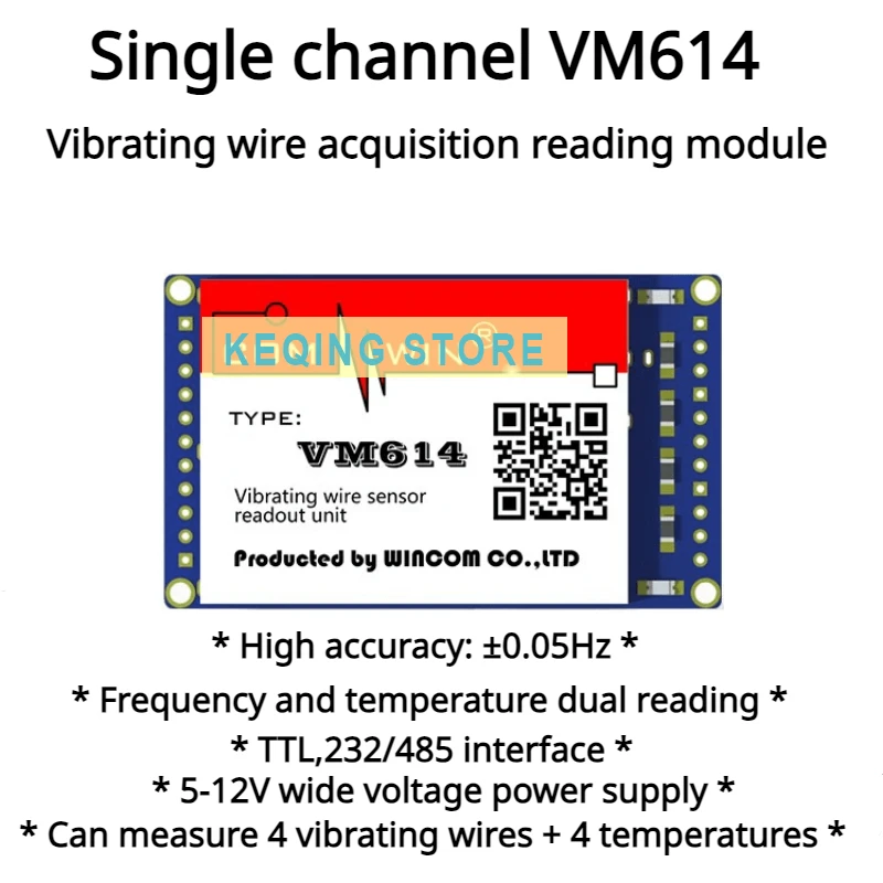 Vibrating Wire Acquisition Module VM614 Small Volume Embedded Vibrating Wire Sensor - Single Power Supply