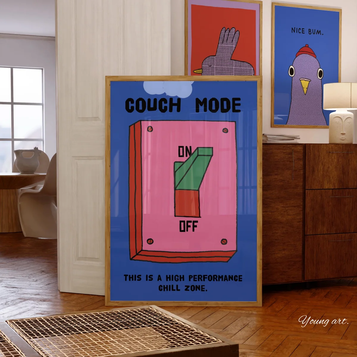 Vintage Dopamine 'Worries Off' Switch Canvas Prints Poster Retro Funny Abstract Animal Aesthetics Art Prints Wall Art Home Decor