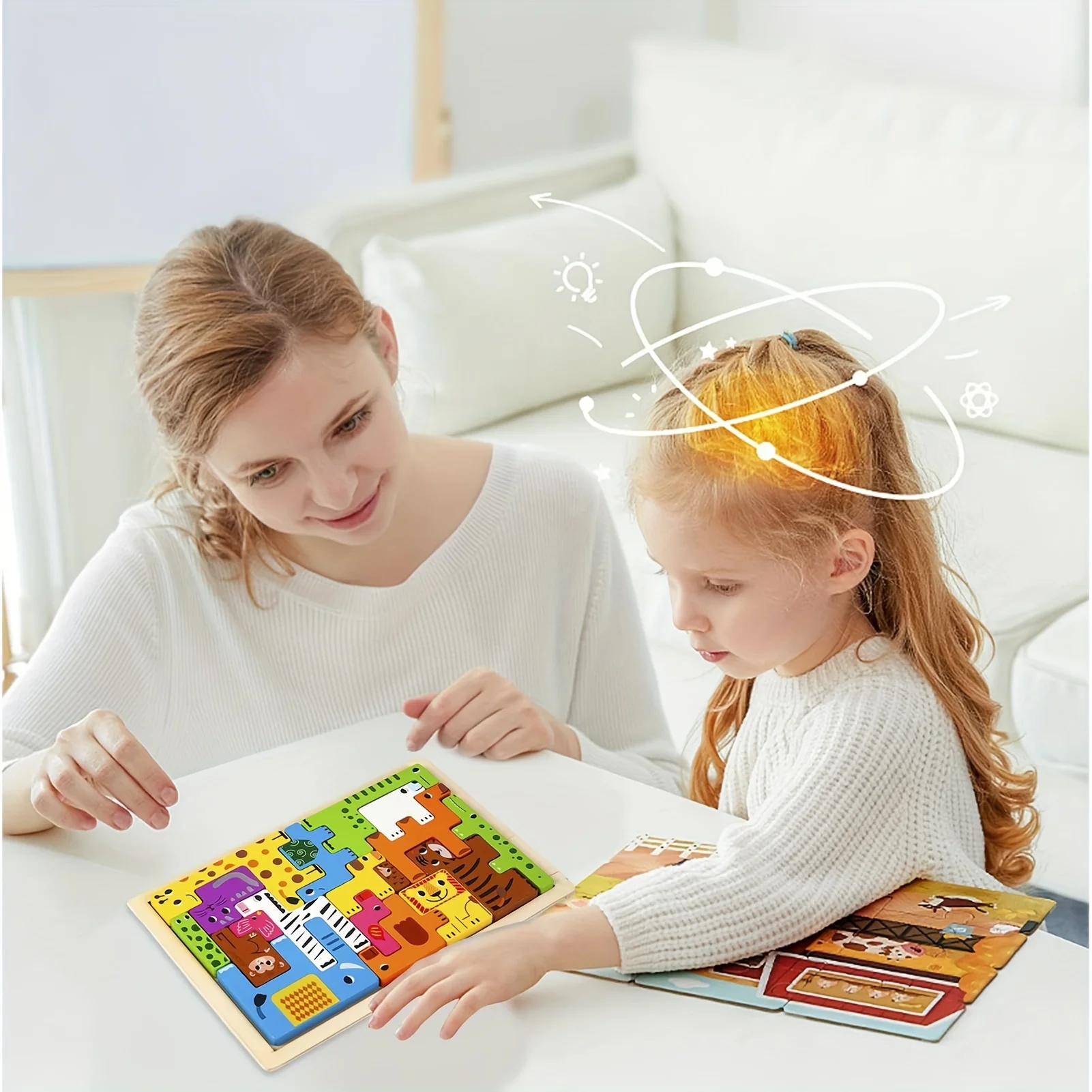 บล็อกไม้ปริศนาสําหรับเด็กสัตว์ Tangram ปริศนาคนสัตว์ทะเลยานพาหนะรัสเซียบล็อกเกมของขวัญวันเด็ก