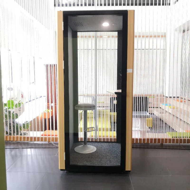 Soundproof Phone Booth with Tempered Glass Modular Adjustable Design for Open Office Areas