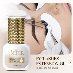 BEFER Glue For Eyelashes 0.5-1Sec Fast Dry Professional Eyelash Extension Glue Low Odor No Irritation Lash adhesive Eyelash Tool