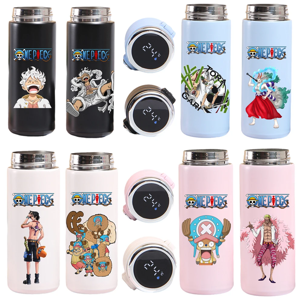 One Piece Luffy Uta Yamato Anime Smart 304 Stainless Steel Double-layer Vacuum Pop-up Cover Thermos Cup with Temperature Display