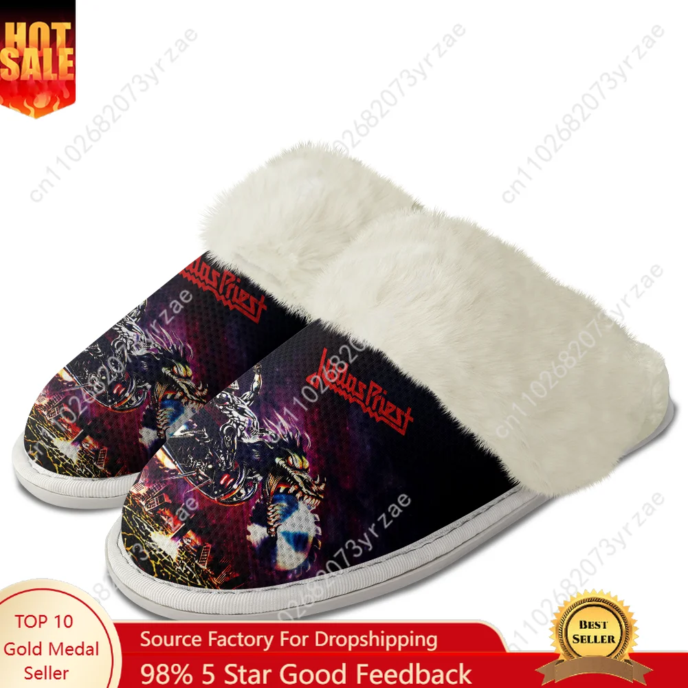 

Judas Priest Plush Edge Slippers Warm Shoes Mens Womens Home Plush Fashion Casual Slipper Bedroom Thermal Shoe Cusomize Slippers