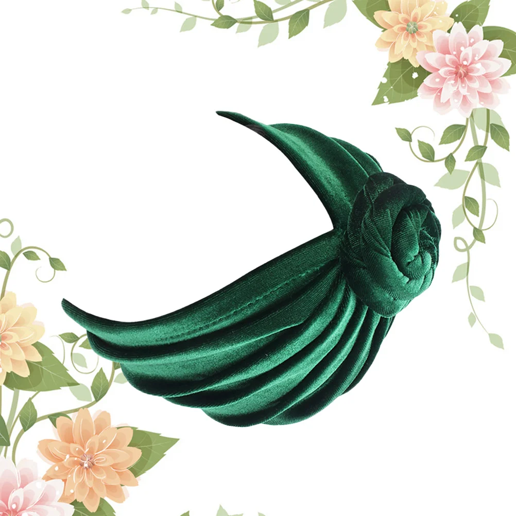 

Head Wrap Turban Hat Green Stylish Bohemian Shower Cap For Women Waterproof Hair Protector Kerchief National Style