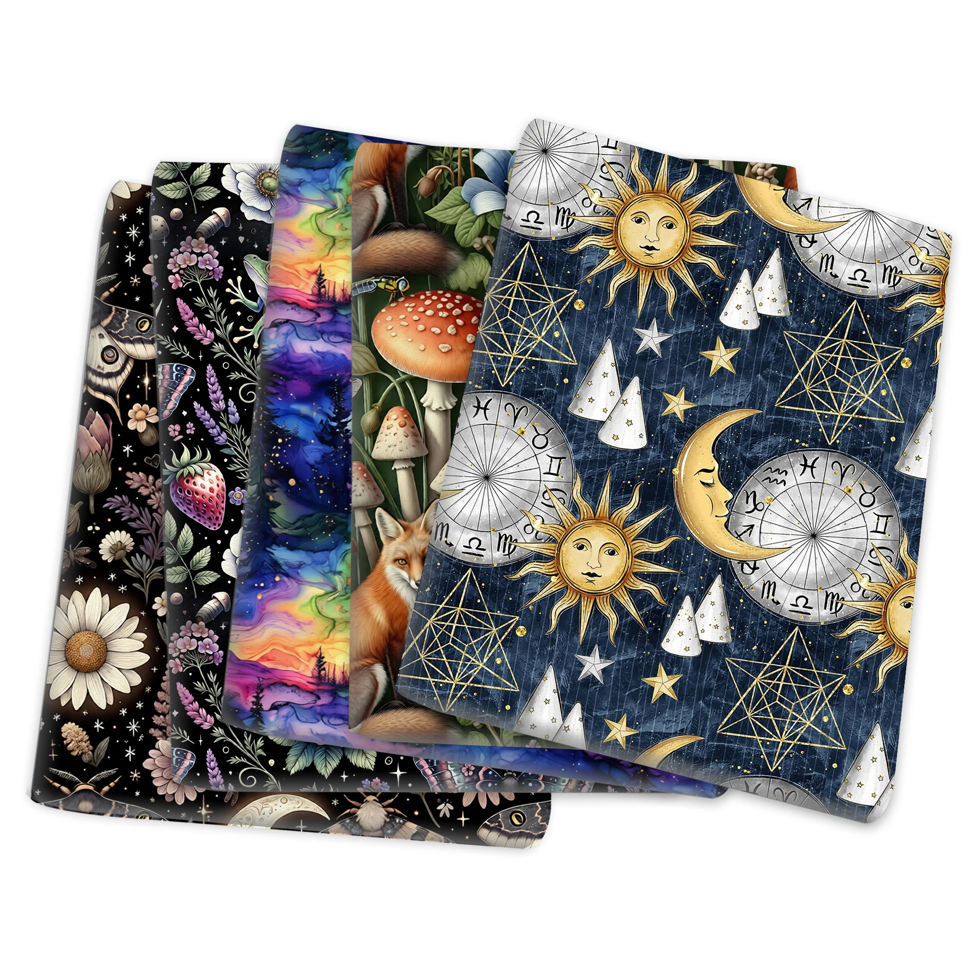 Tissu en polyester et coton série noire « Bouteille à vœux » 50*145cm pour couture, patchwork, travaux d'aiguille et projets DIY faits main