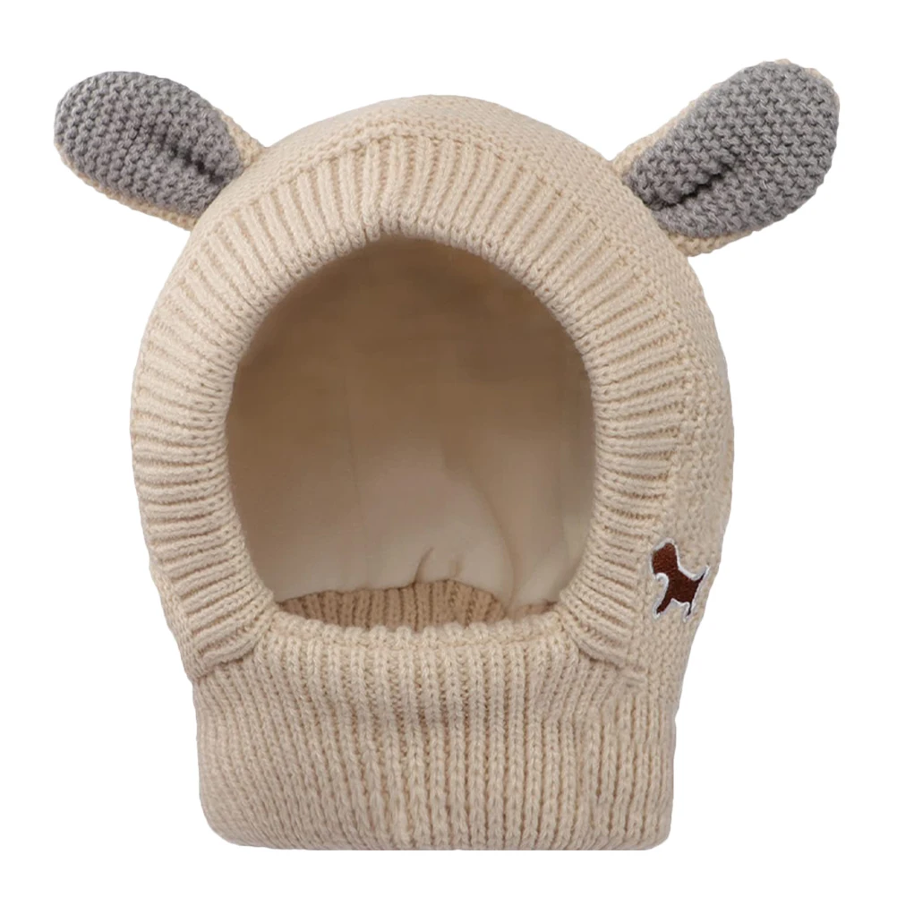 

Knitted Dog Rabbit Ears Warm Winter Large Decorative Puppy Hat Size Beige Puppy Costume Accessories Lovely Headwear