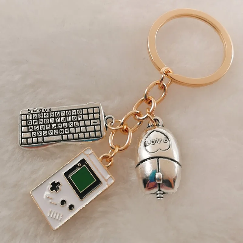 Lovely A-Z letter game machine key chain mouse keyboard table charm Keychain souvenir gift women men's handbag pendant key chain