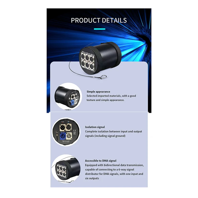 BNVN-6 Channel Signal Output Splitter DMX512 3-Pin Standard Signal Amplifier DJ Disco Stage Lighting Control