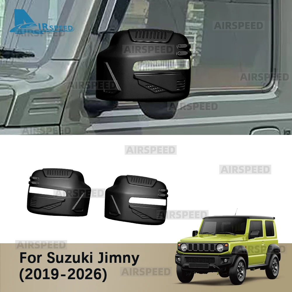 For Suzuki Jimny JB64 JB74 2018 2019 2020 2021 2022 2023 2024 2025 2026 ABS Matte Black Car Rearview Mirror Cover LHD RHD 1Pair