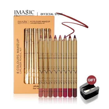 IMAGIC 8 สี LipLiner ดินสอยาวนานกันน้ํา Professional Soft Smooth สีสัน Matte ลิปสติกเครื่องสําอางค์แต่งหน้าเครื่องมือ