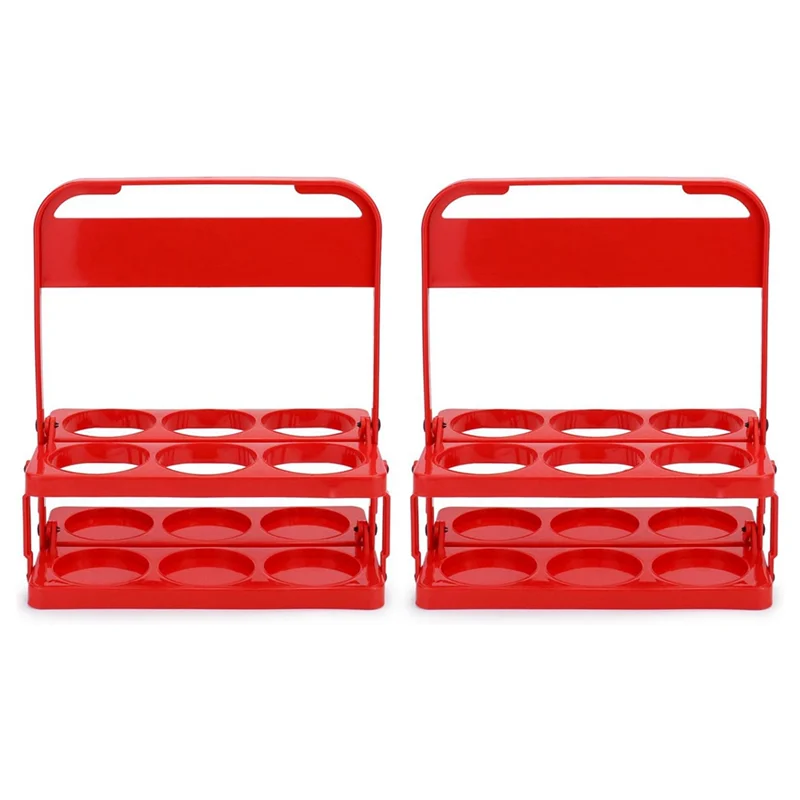 

A36T-2 PCS Foldable Plastic Drink Carrier Beverage Coffee Beer Delivery Holder Reusable Red Beverage Carrier