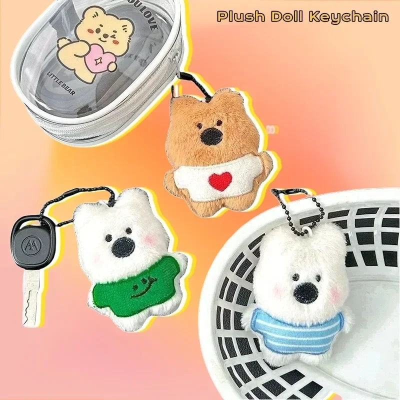 Cute Plush Pendant Soft Stuffed Puppy Keychain Cartoon Animal Toy Accessory Funny Purse Gift for Friends Pet Fans Backpack Decor
