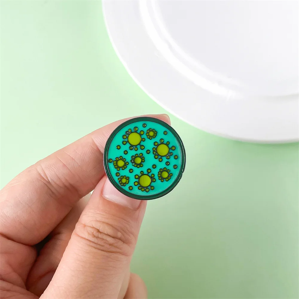 Virus Petri Dish Enamel Pin Chemistry Lab Microorganism Brooch Lapel Badge for Scientist Friends Internship Jewelry Gifts