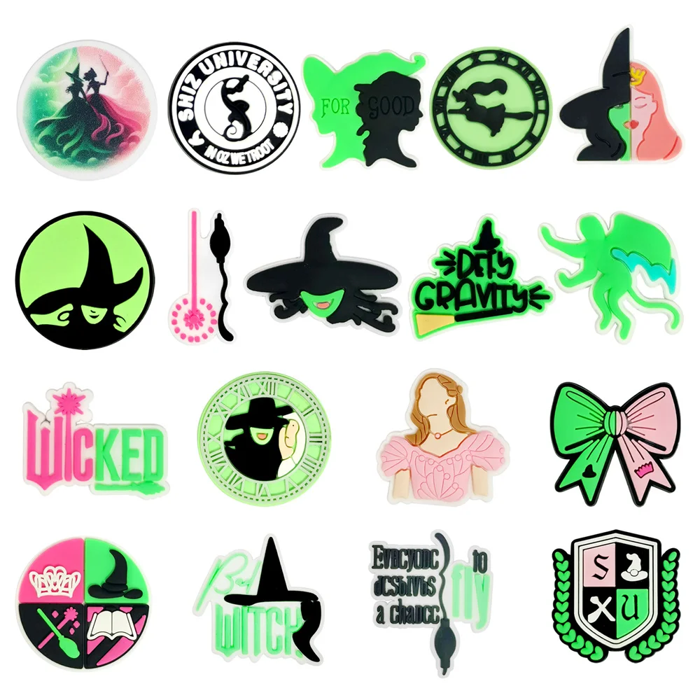18-100pcs Magic Bad Witch Series Shoe Charms for Clogs Bubble Slides Sandals PVC Shoe Decorations Accessories Buckle Kids Gifts