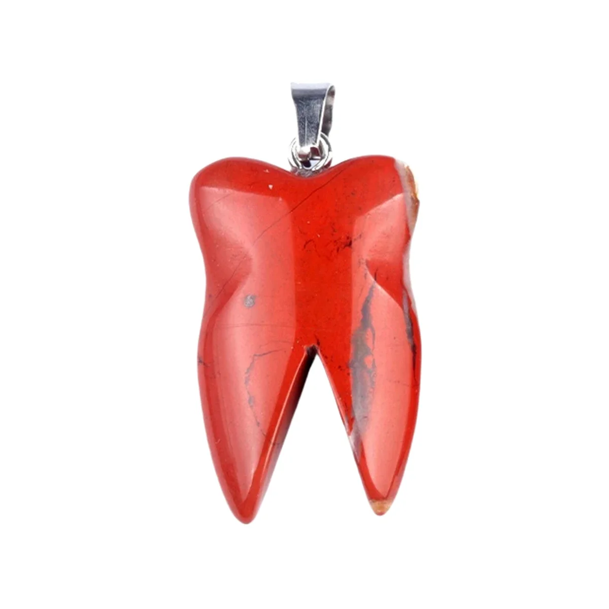 Natural Red Jasper Tooth Pendant for Jewelry Making handmade Craved Gemstone Teeth Pendants Health Chakra Cord