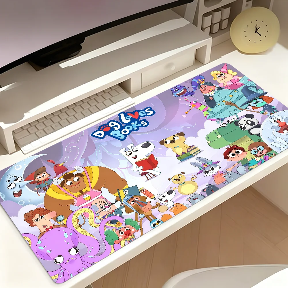 Cartoon D-Dog Loves Books Mouse Pad Large Non-slip Lockedge Desktop Computer Desk Mat Keyboard MousePad Office Gamer Student