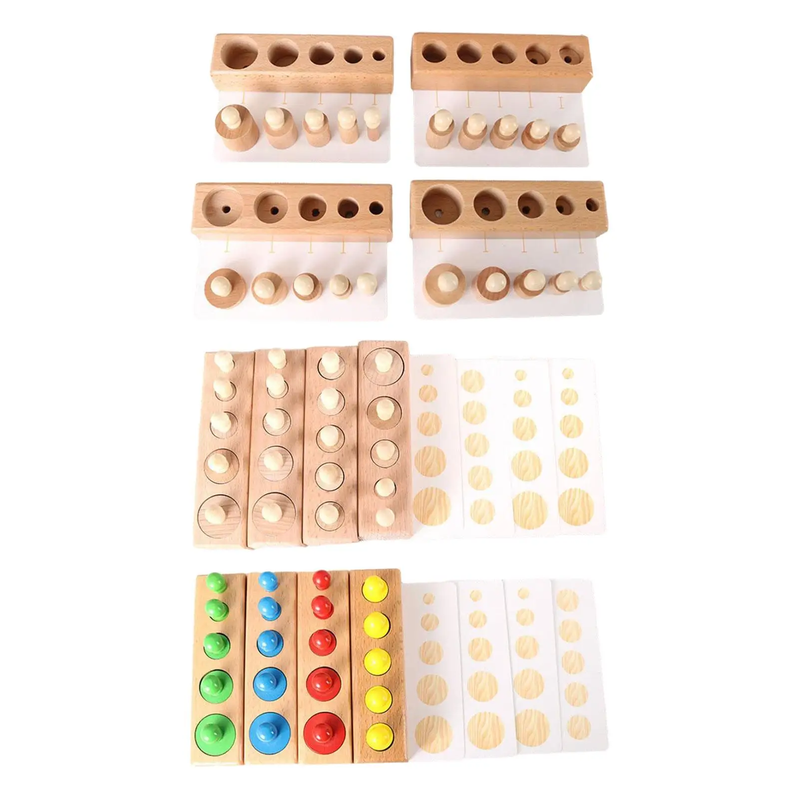 Baby Montessori Wooden Cylinders Peg Puzzle Toys Activity for Kids Children