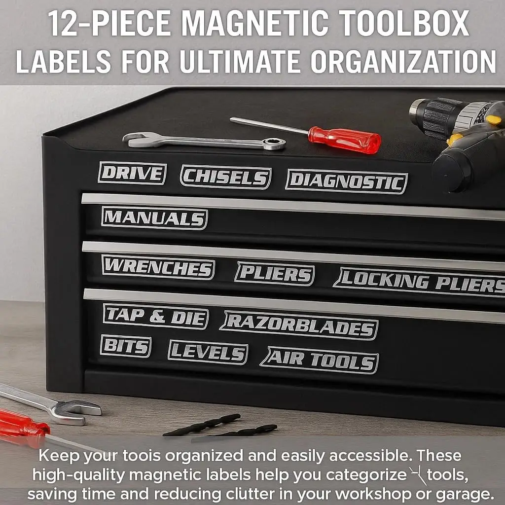 Magnetic Tool Box Labels,Upgrade High Magnetic Toolbox Labels,Magnetics Toolbox Label for Tool Organization, for Mechanics Diyer