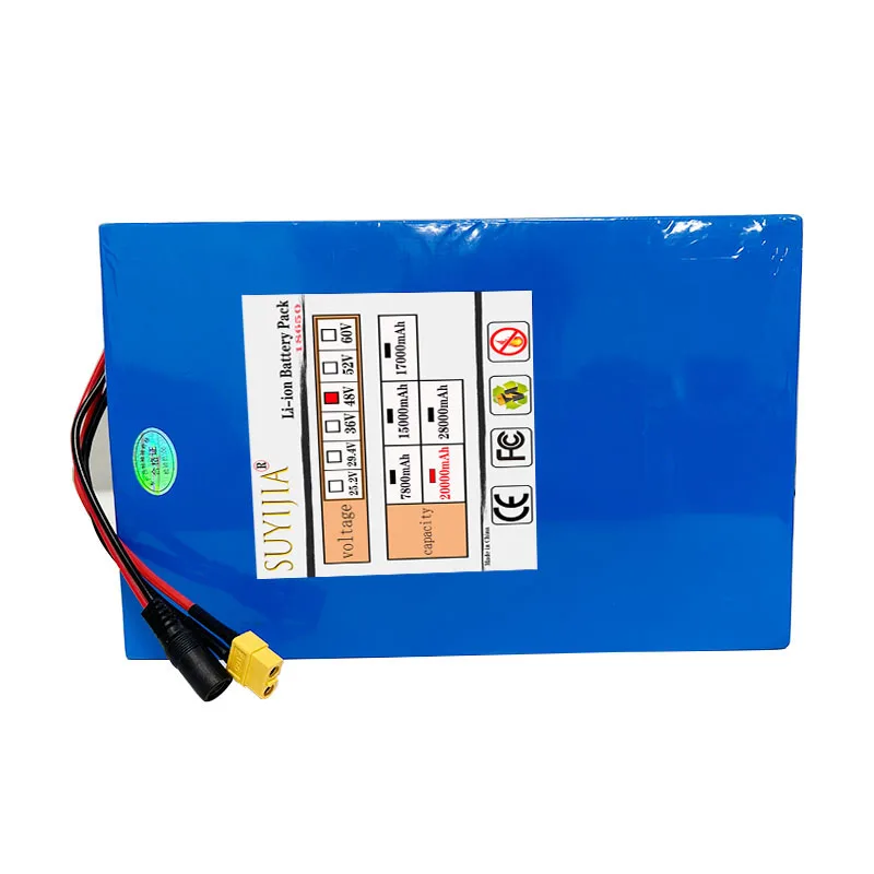 13S8P 48V 20000mAh large capacity 18650 lithium-ion electric bicycle lithium battery pack high power 250-1000W + free charger