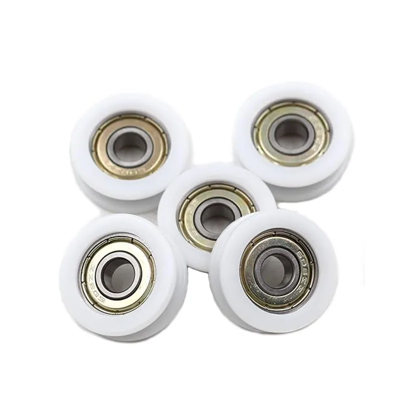 

5PCS 8x30x10mm Nylon Round Plasic Pulley U Groove Track Roller Bearing Pulleys Wheel Roller for Sliding Door Lifting Systems