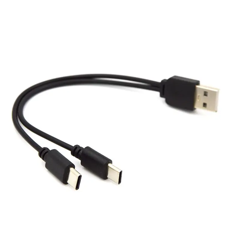 USB 2.0 A Male to Dual Type-C Male, One to Two Charging Cable, Two in One Data Cable, Dual Android C Interface Charging Cable