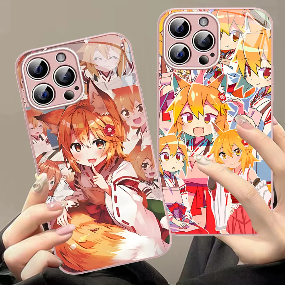 The Helpful Fox Senko-san Wall Phone Case For iPhone 14 13 12 Mini 11 Pro XS Max X XR 14 Plus Tempered Glass Cover