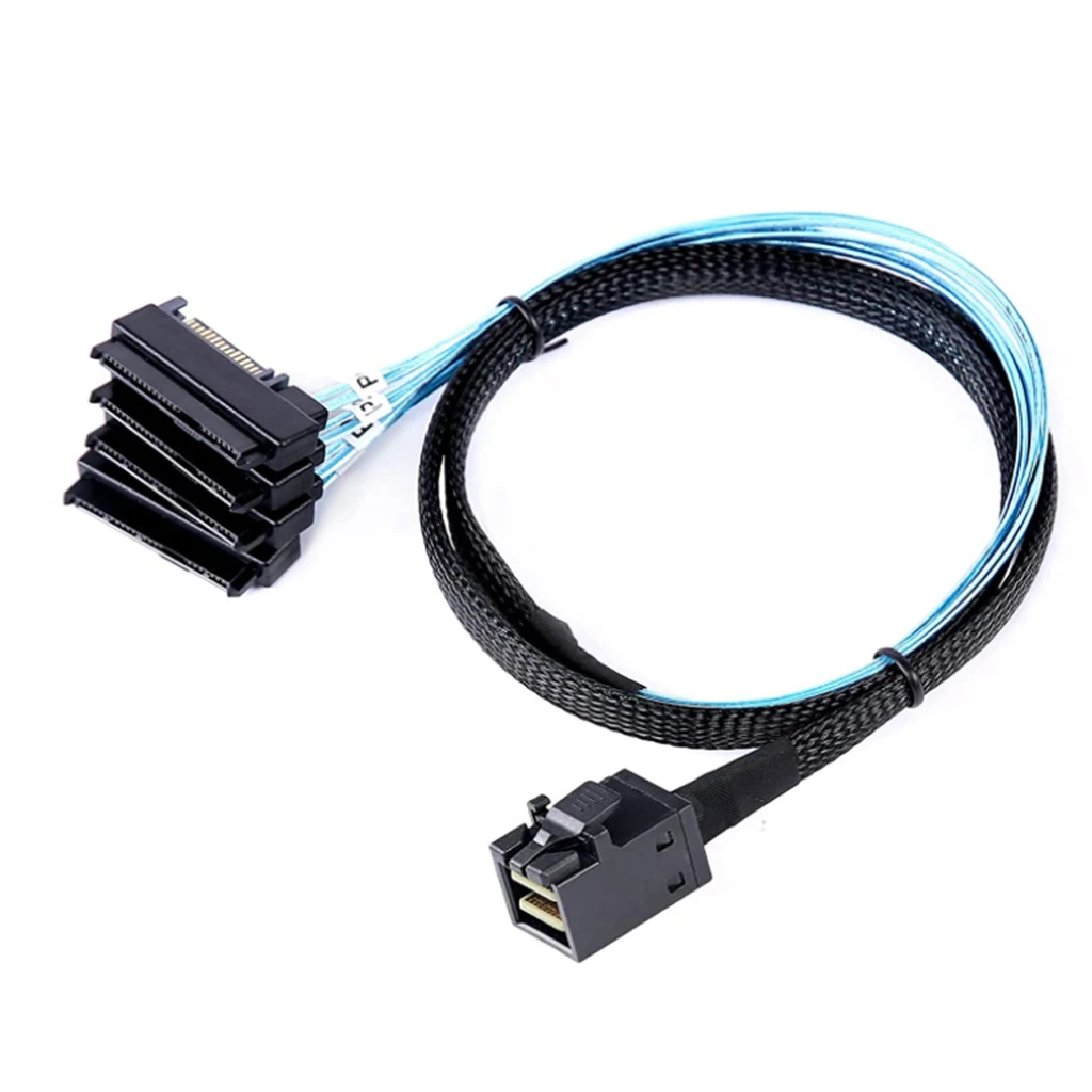 Mini SAS HD 12G SFF8643 to 4 SAS 29 Pin SFF8482 High-Speed Cable Connectors with 15 Pin SATA Power Connector Controller