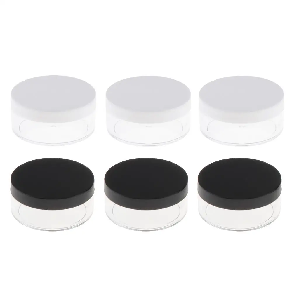 3x Clear Loose Powder Container Powder Puff Case Refillable Cosmetic Jars