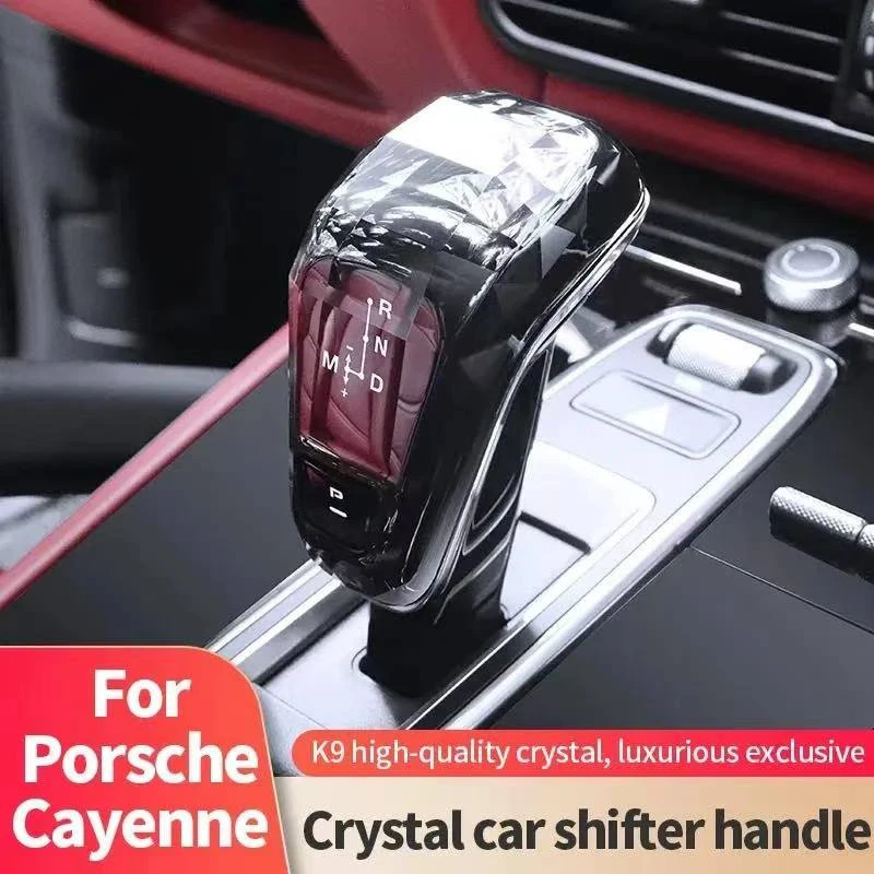 For Porsche Cayenne 2017-2024 Car Crystal Handle Gear Shift Knob Lever Stick Shifter Head Frame Molding Protect Decoration Cover 