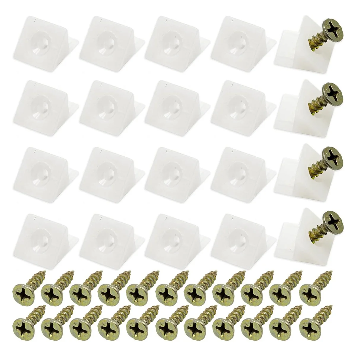 

50 Pcs Drawer Supports, White Plastic Drawer Bottom Sagging Repair Fixing Mending Wedges with Screws for Furniture